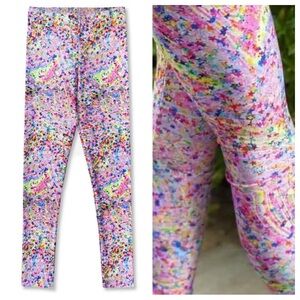 PixieLane Little Girls High Shine Funfetti Stars Swirl Leggings Pink Size 4